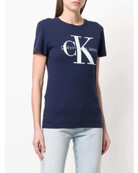 T-shirt à col rond imprimé bleu marine Ck Jeans