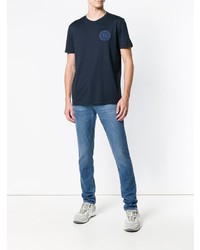 T-shirt à col rond imprimé bleu marine Fendi
