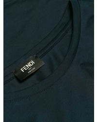 T-shirt à col rond imprimé bleu marine Fendi