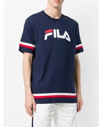 T-shirt à col rond imprimé bleu marine Fila