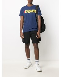 T-shirt à col rond imprimé bleu marine DSQUARED2