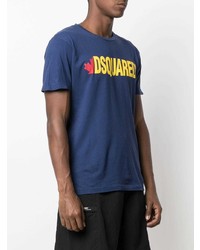 T-shirt à col rond imprimé bleu marine DSQUARED2