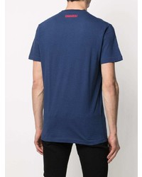 T-shirt à col rond imprimé bleu marine DSQUARED2