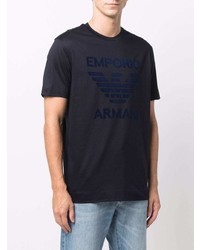 T-shirt à col rond imprimé bleu marine Emporio Armani