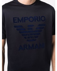 T-shirt à col rond imprimé bleu marine Emporio Armani