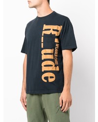 T-shirt à col rond imprimé bleu marine Rhude