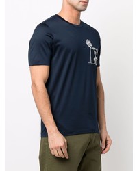 T-shirt à col rond imprimé bleu marine Canali