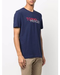 T-shirt à col rond imprimé bleu marine Tommy Hilfiger