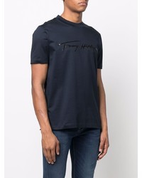 T-shirt à col rond imprimé bleu marine Tommy Hilfiger