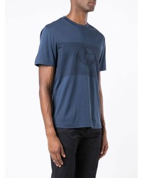 T-shirt à col rond imprimé bleu marine Giorgio Armani