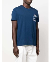 T-shirt à col rond imprimé bleu marine Etro