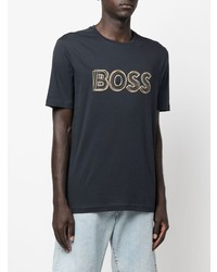 T-shirt à col rond imprimé bleu marine BOSS