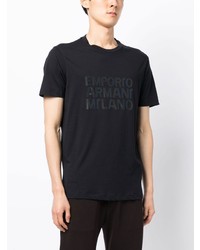 T-shirt à col rond imprimé bleu marine Emporio Armani