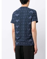 T-shirt à col rond imprimé bleu marine Emporio Armani