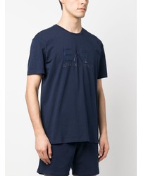 T-shirt à col rond imprimé bleu marine Ea7 Emporio Armani