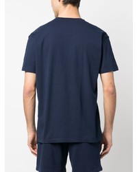 T-shirt à col rond imprimé bleu marine Ea7 Emporio Armani