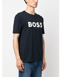 T-shirt à col rond imprimé bleu marine BOSS