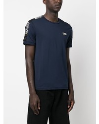 T-shirt à col rond imprimé bleu marine Ea7 Emporio Armani