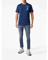 T-shirt à col rond imprimé bleu marine Philipp Plein