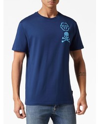 T-shirt à col rond imprimé bleu marine Philipp Plein