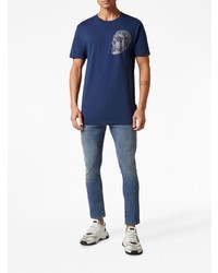 T-shirt à col rond imprimé bleu marine Philipp Plein