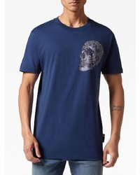 T-shirt à col rond imprimé bleu marine Philipp Plein