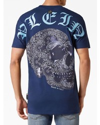 T-shirt à col rond imprimé bleu marine Philipp Plein