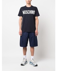 T-shirt à col rond imprimé bleu marine Moschino