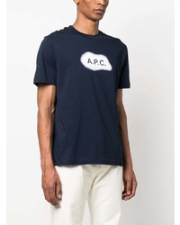 T-shirt à col rond imprimé bleu marine A.P.C.