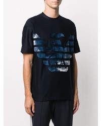 T-shirt à col rond imprimé bleu marine Emporio Armani