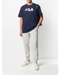 T-shirt à col rond imprimé bleu marine Fila