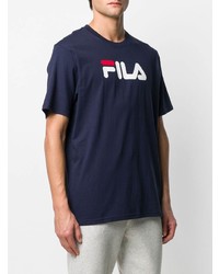 T-shirt à col rond imprimé bleu marine Fila