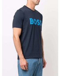 T-shirt à col rond imprimé bleu marine BOSS