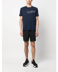 T-shirt à col rond imprimé bleu marine Ea7 Emporio Armani