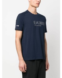 T-shirt à col rond imprimé bleu marine Ea7 Emporio Armani