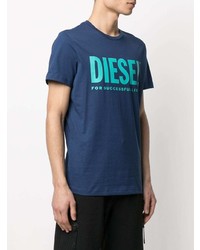 T-shirt à col rond imprimé bleu marine Diesel