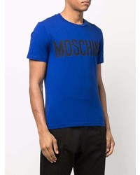 T-shirt à col rond imprimé bleu marine Moschino