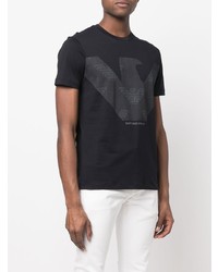 T-shirt à col rond imprimé bleu marine Emporio Armani