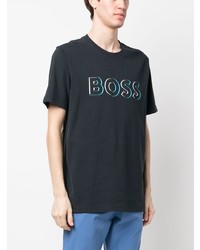 T-shirt à col rond imprimé bleu marine BOSS