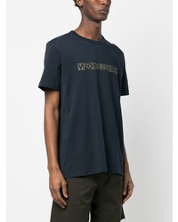 T-shirt à col rond imprimé bleu marine Woolrich