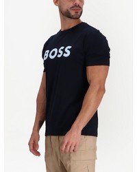 T-shirt à col rond imprimé bleu marine BOSS