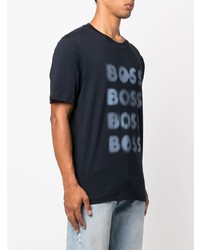 T-shirt à col rond imprimé bleu marine BOSS