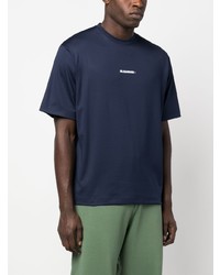 T-shirt à col rond imprimé bleu marine Jil Sander