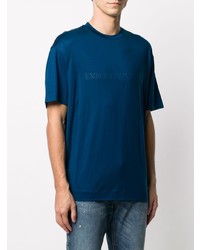 T-shirt à col rond imprimé bleu marine Emporio Armani