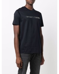 T-shirt à col rond imprimé bleu marine Emporio Armani