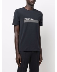 T-shirt à col rond imprimé bleu marine Corneliani