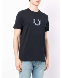 T-shirt à col rond imprimé bleu marine Fred Perry