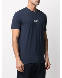 T-shirt à col rond imprimé bleu marine Ea7 Emporio Armani