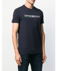 T-shirt à col rond imprimé bleu marine Emporio Armani