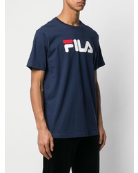 T-shirt à col rond imprimé bleu marine Fila